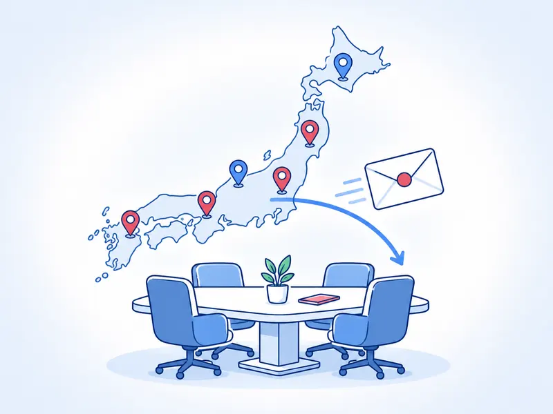 全国の拠点・郵便・会議室をまとめたイラスト